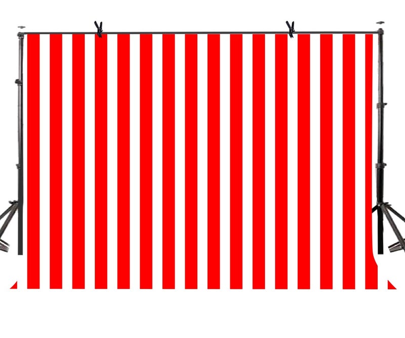 LYLYCTY 7x5 Birthady Backdrop Movie Theater Themed Party Decorations Big Top Circus Theme Party Supplies Banner Red and White Striped Background LYZY0503 - Image 1